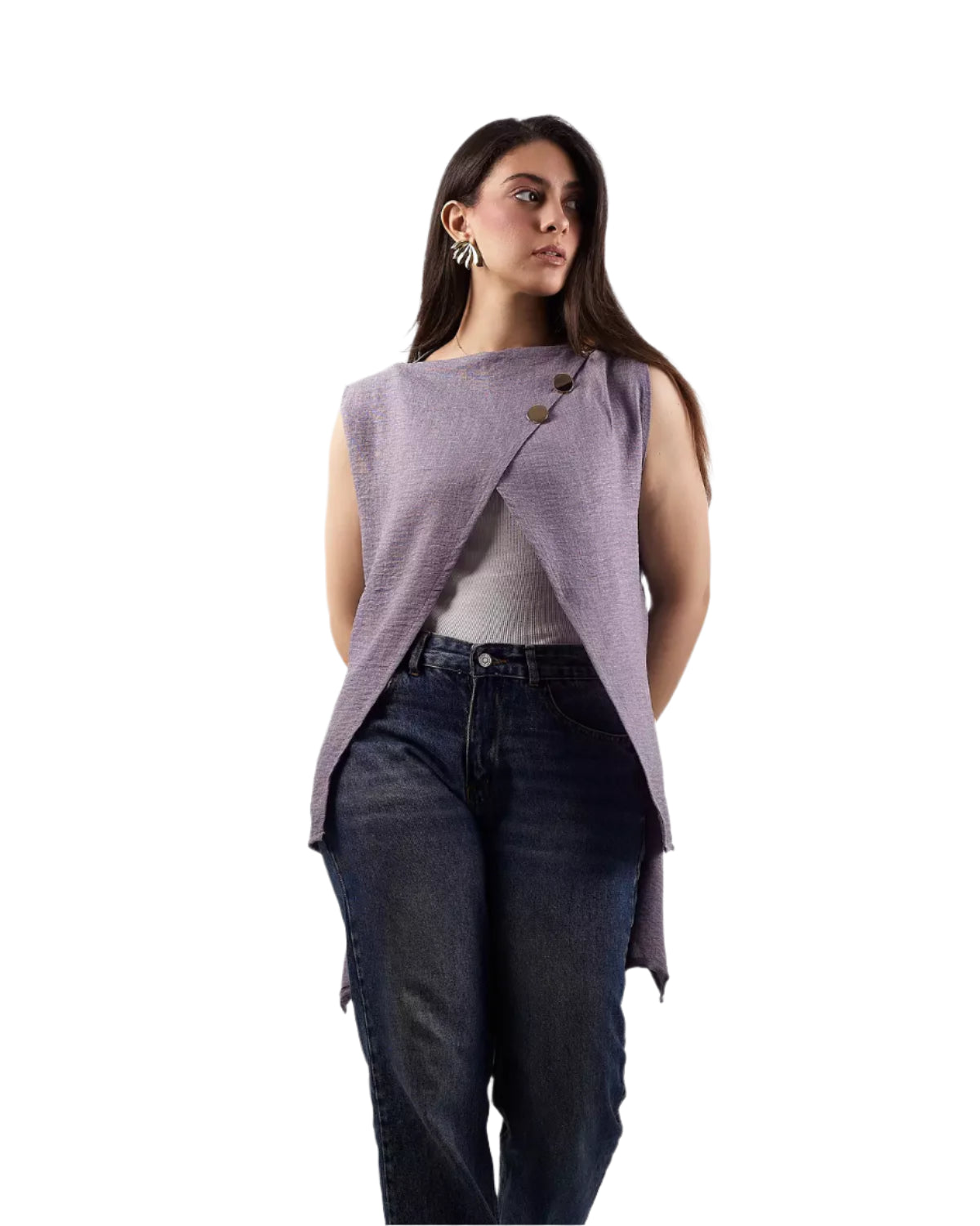 Gray wrap blouse
