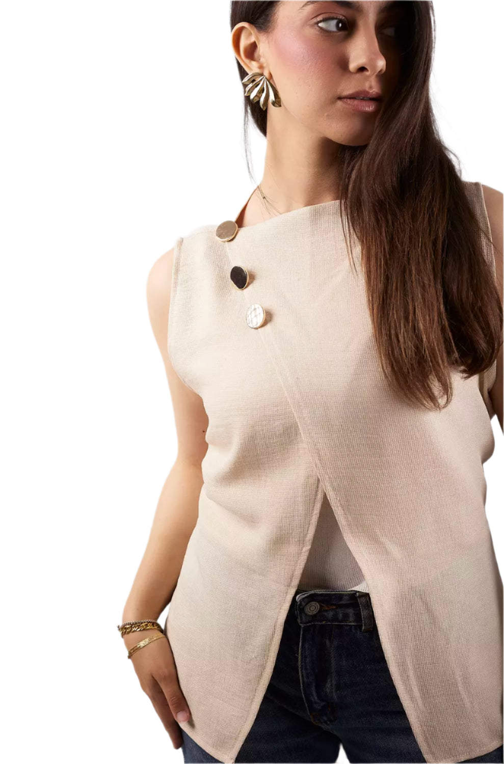 Biege wrap blouse