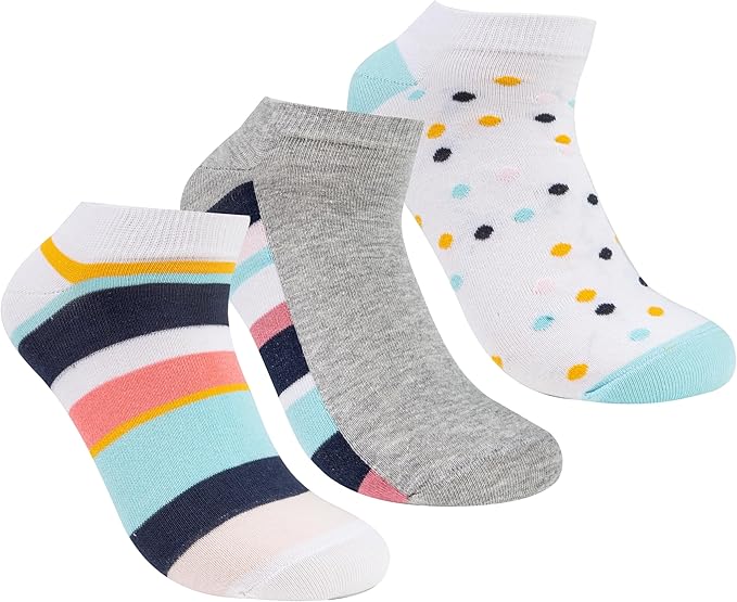 Womens Pack of 3 Lycra Ankle Casual Drawing Socks