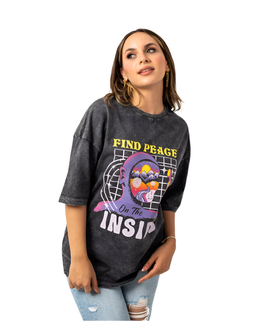 Find peace inside washed t-shirt