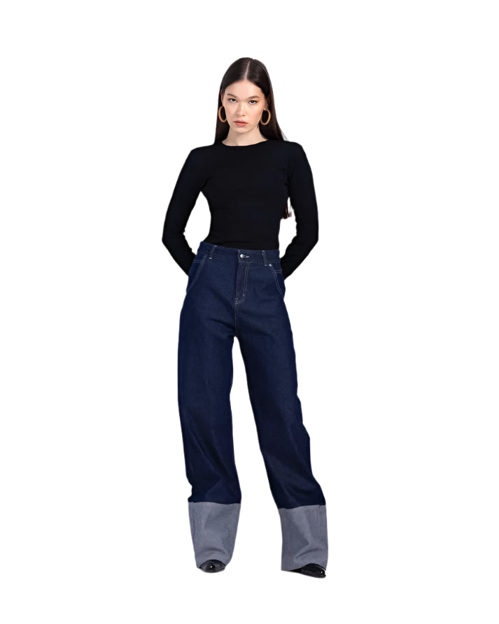New Fold up indigo jeans