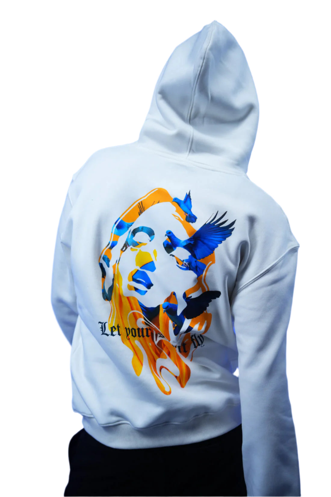 “Let your spirit fly” Printed Oversized Hoodie white