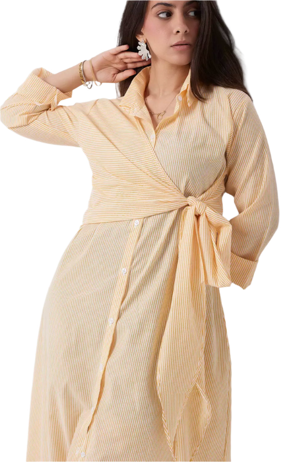 Butter yellow striped maxi dress