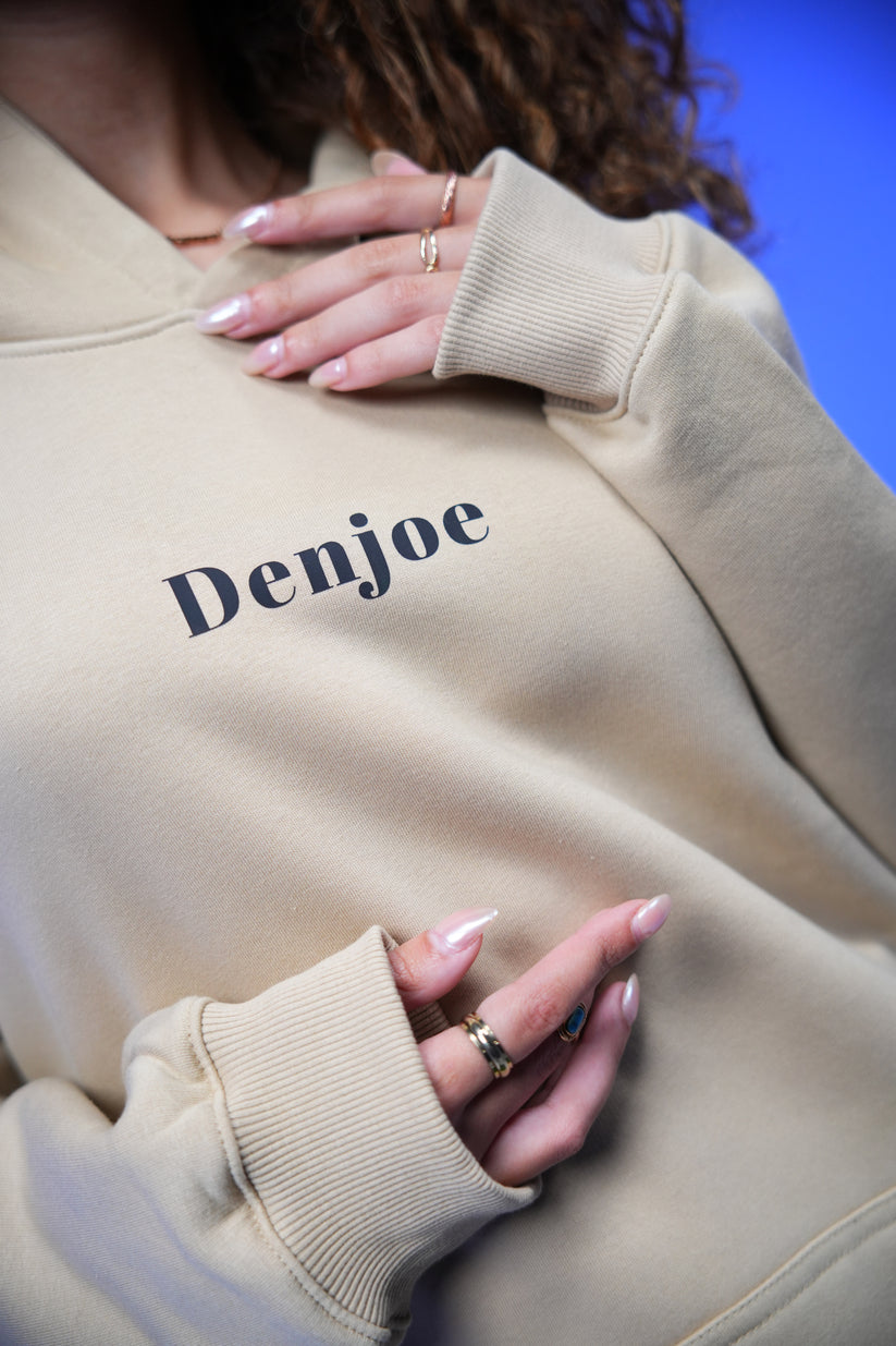 “Skull” Printed Oversized Hoodie Begie