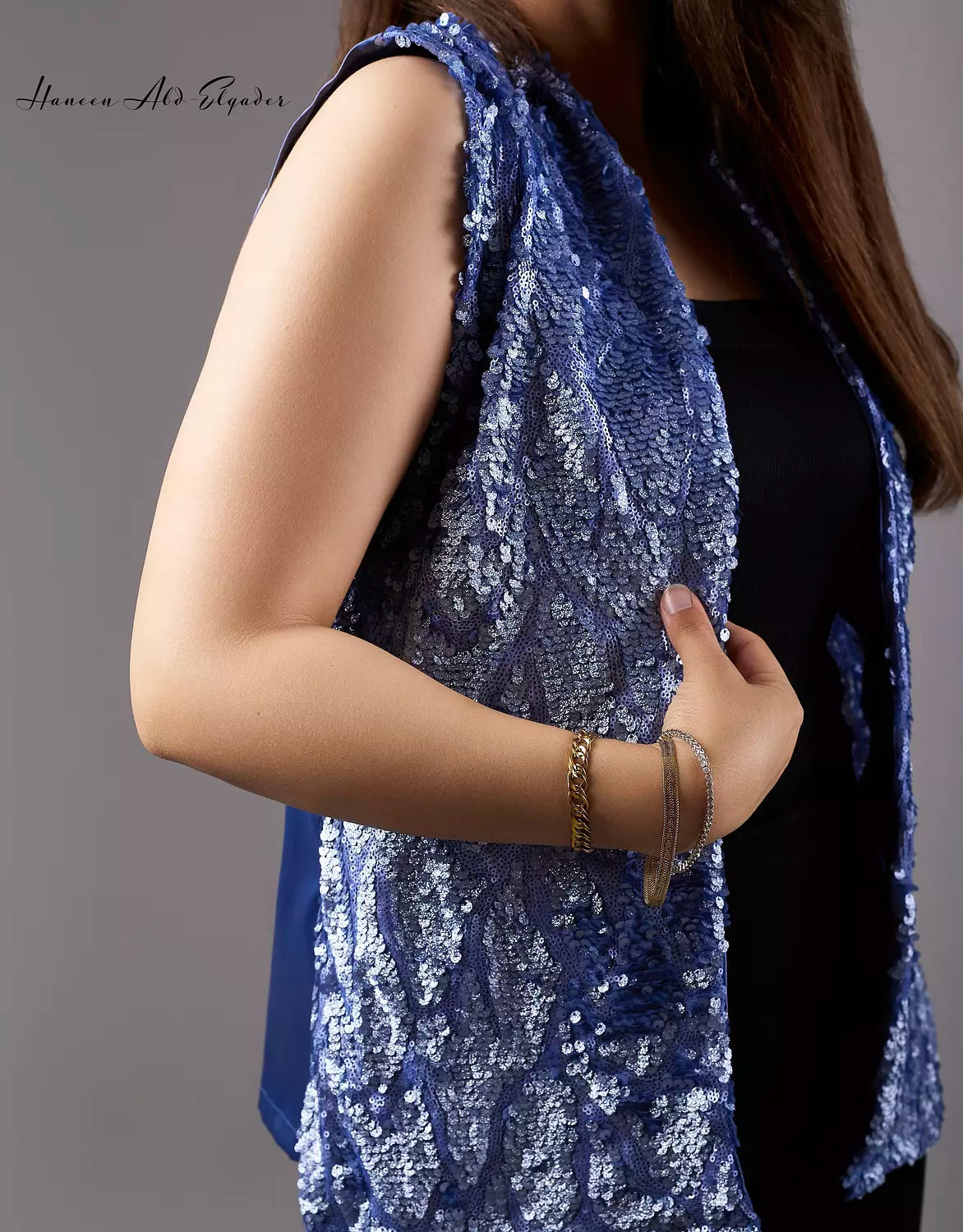 Blue sequined vest