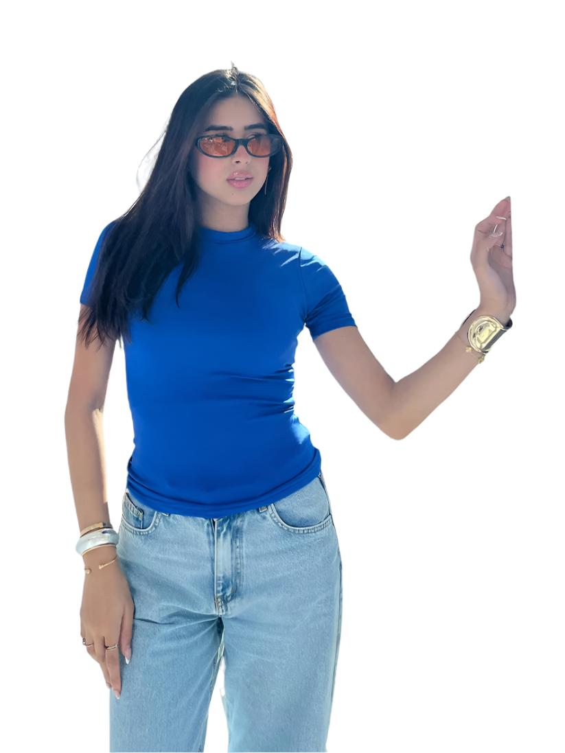 Royal Blue Sleek Half Sleeve Top