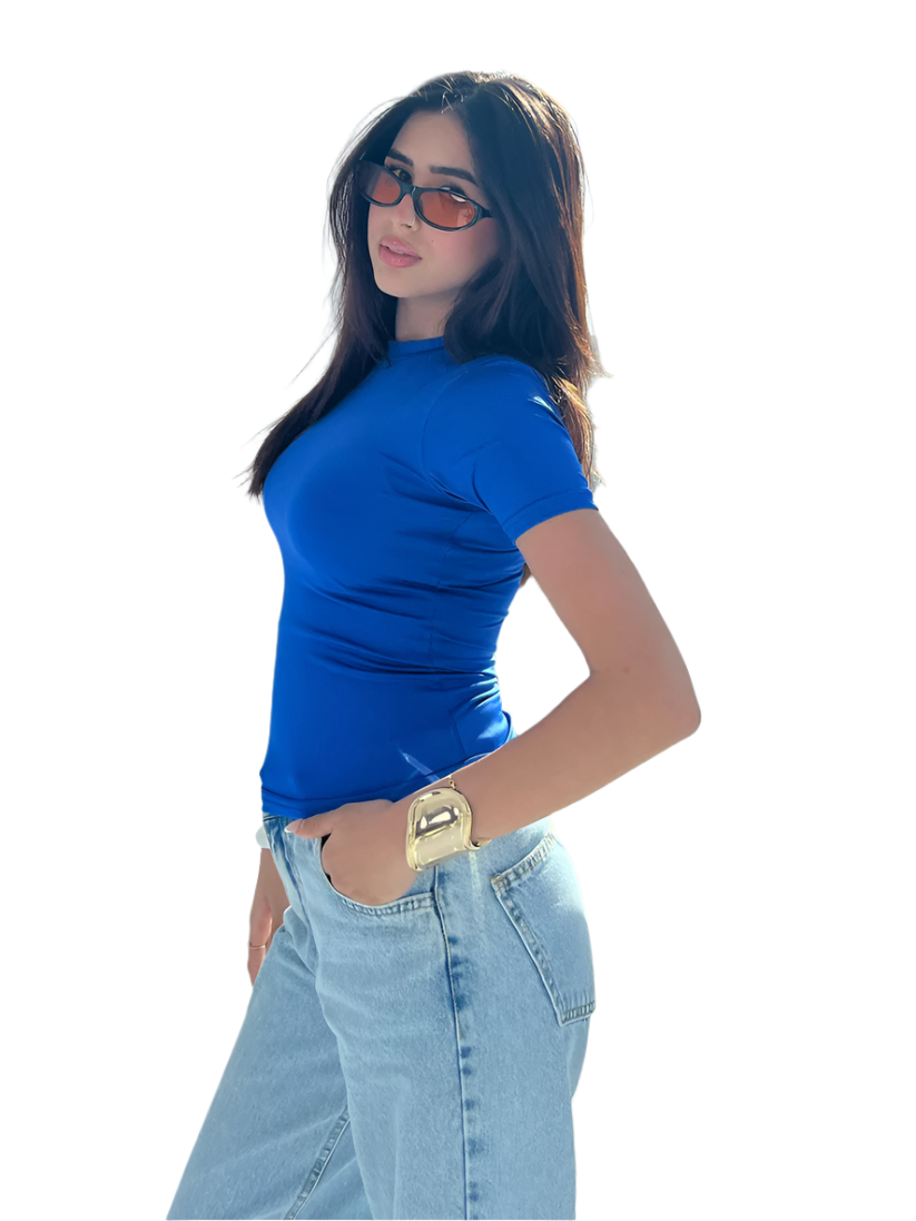 Royal Blue Sleek Half Sleeve Top