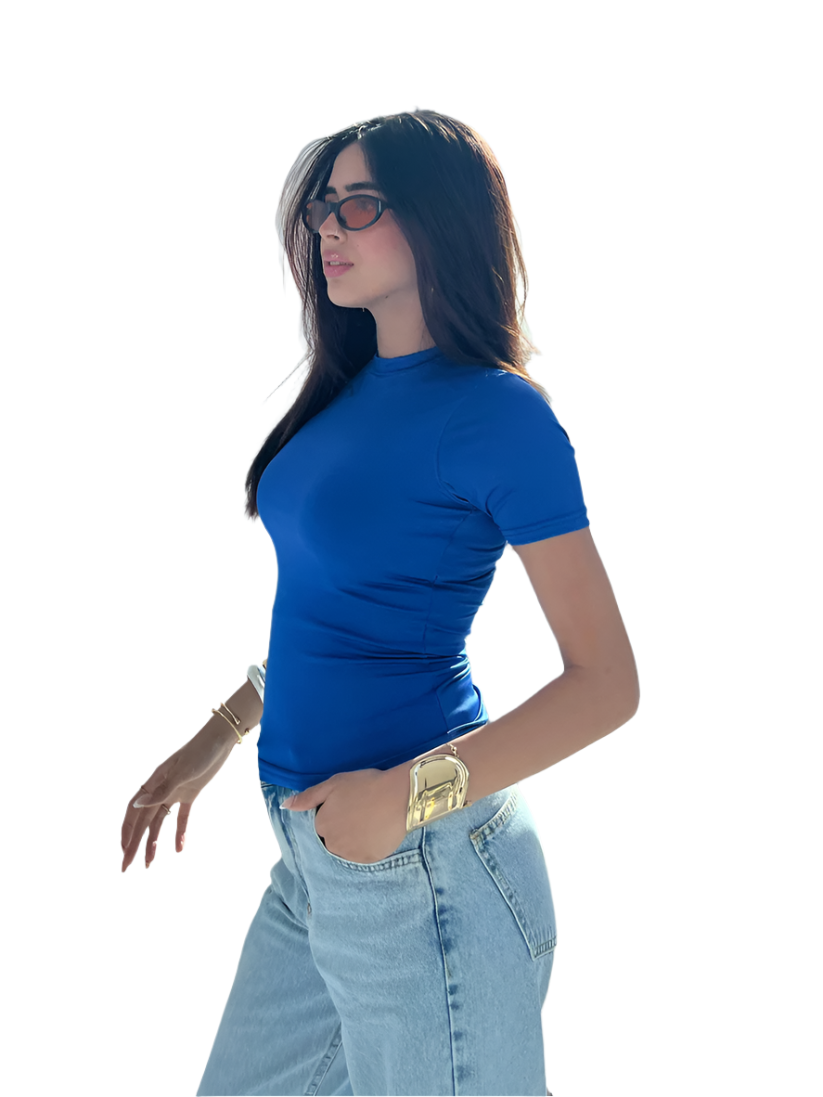 Royal Blue Sleek Half Sleeve Top