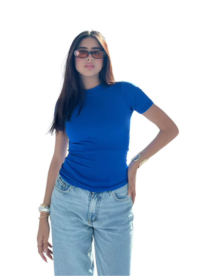 Royal Blue Sleek Half Sleeve Top