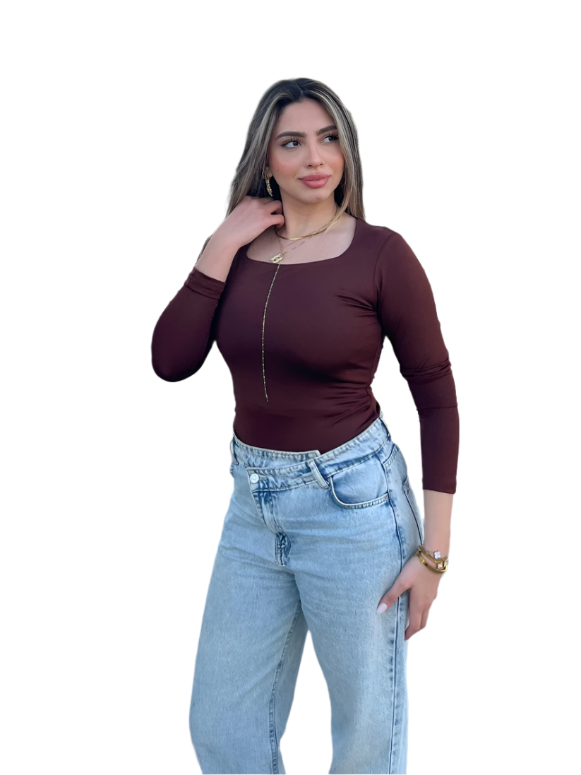 Square Neck Full Sleeve Bodysuit