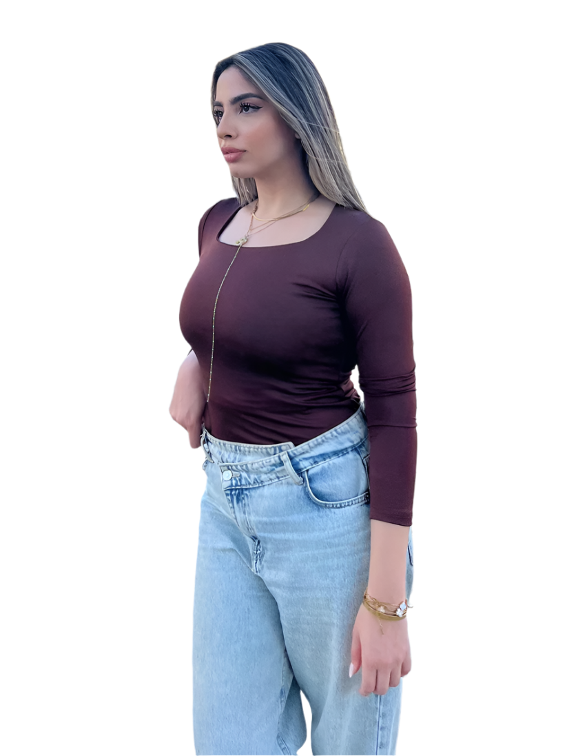 Square Neck Full Sleeve Bodysuit