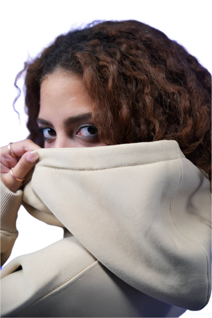 “Skull” Printed Oversized Hoodie Begie