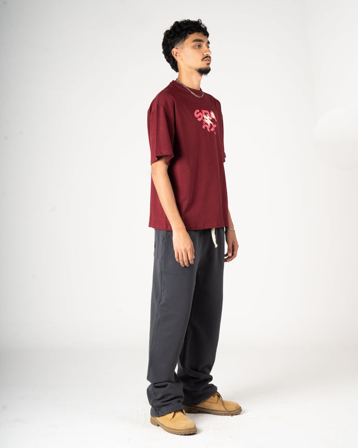 SPARX BURGUNDY TEE PRINTED