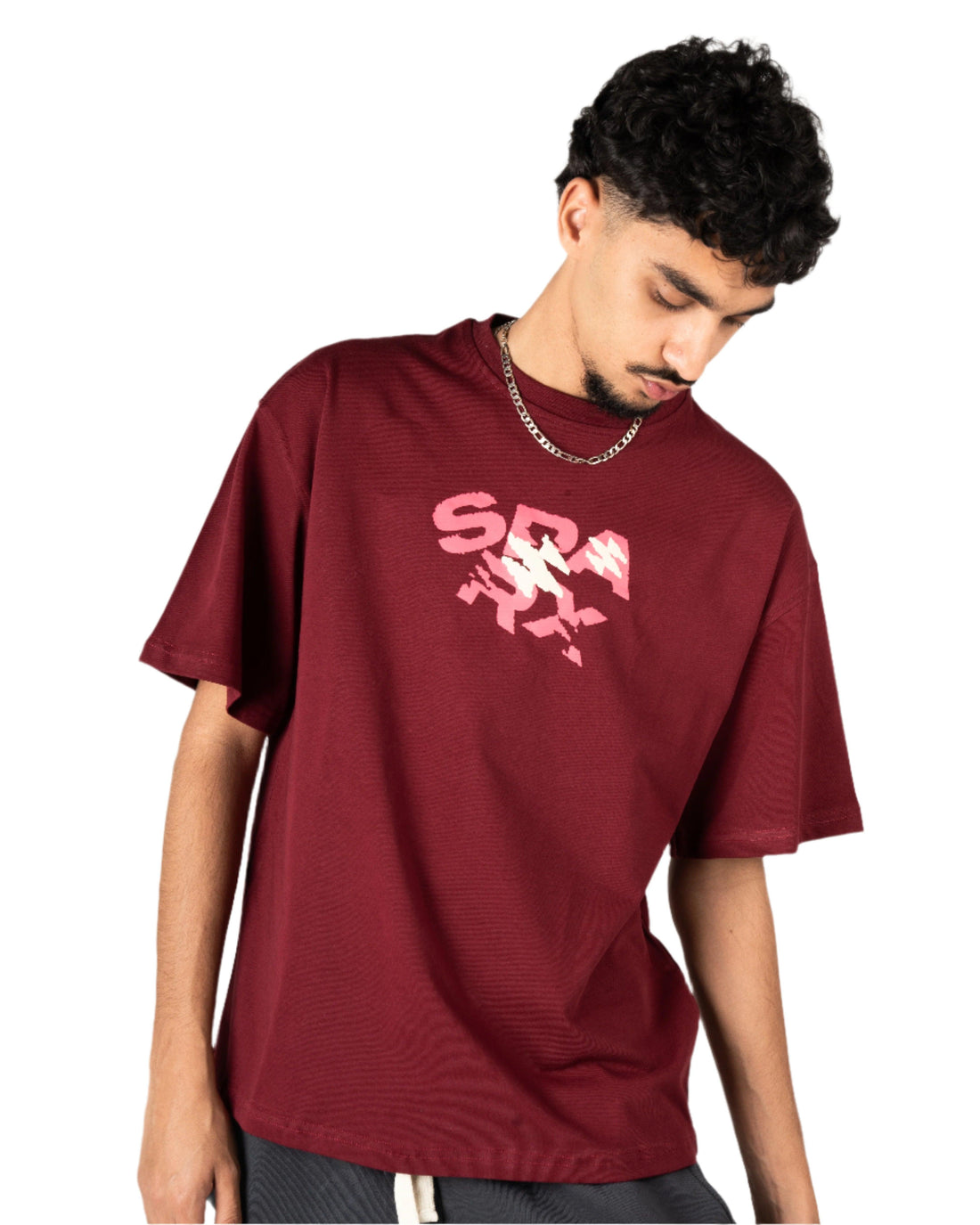 SPARX BURGUNDY TEE PRINTED