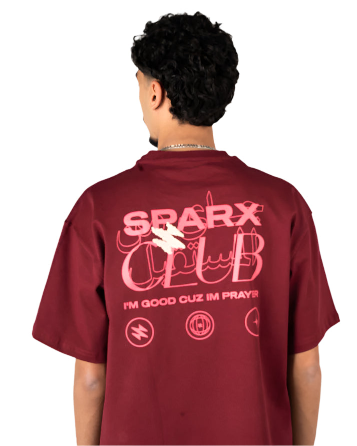 SPARX BURGUNDY TEE PRINTED