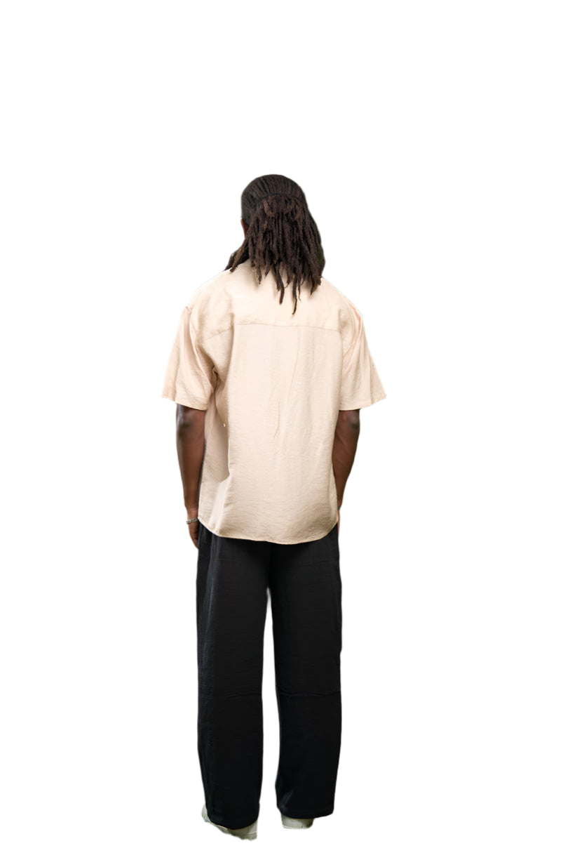 Oversized Short Sleeve Linen Shirt