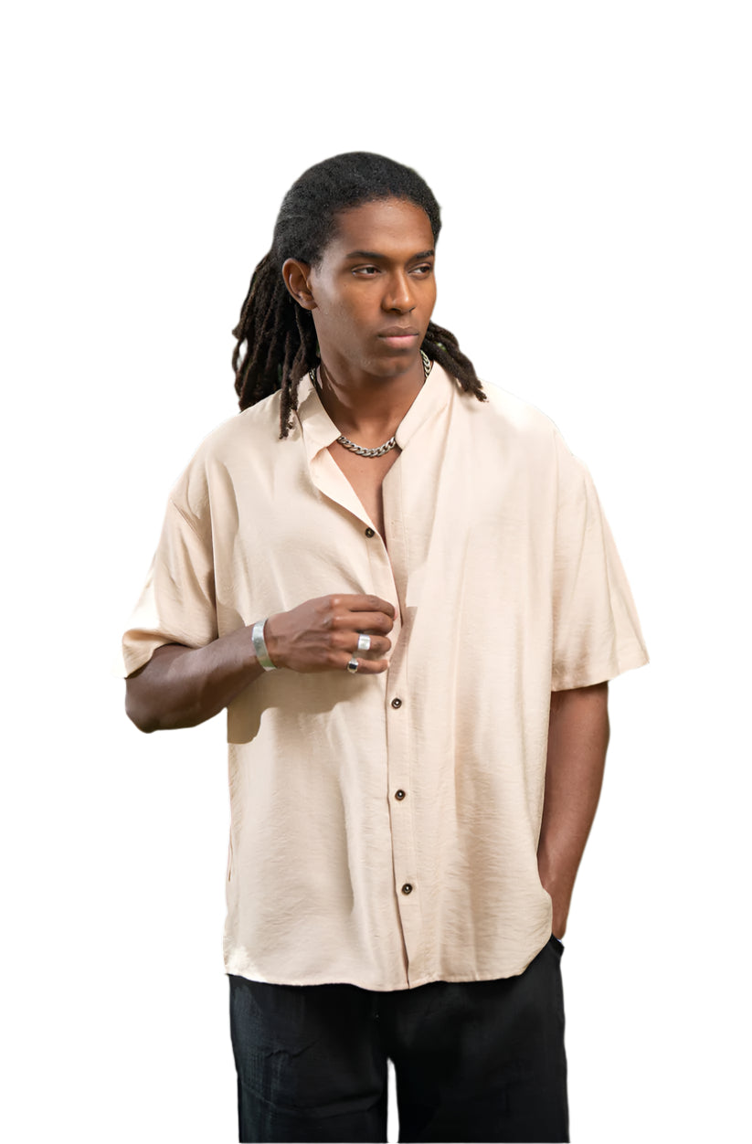 Oversized Short Sleeve Linen Shirt