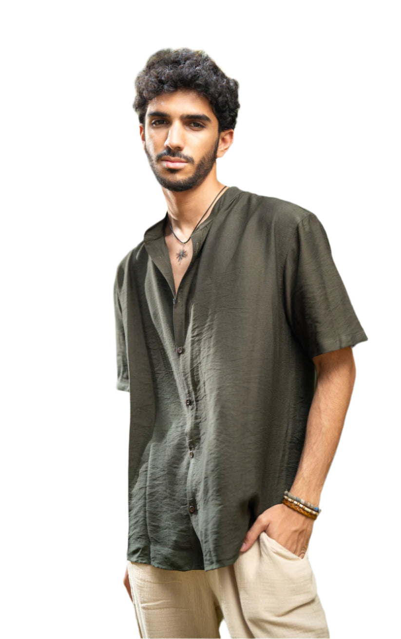 Oversized Short Sleeve Linen Shirt