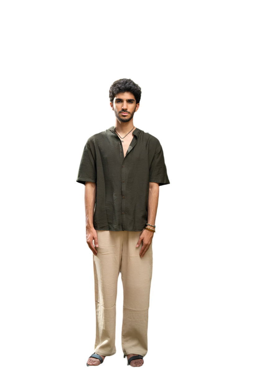 Oversized Short Sleeve Linen Shirt