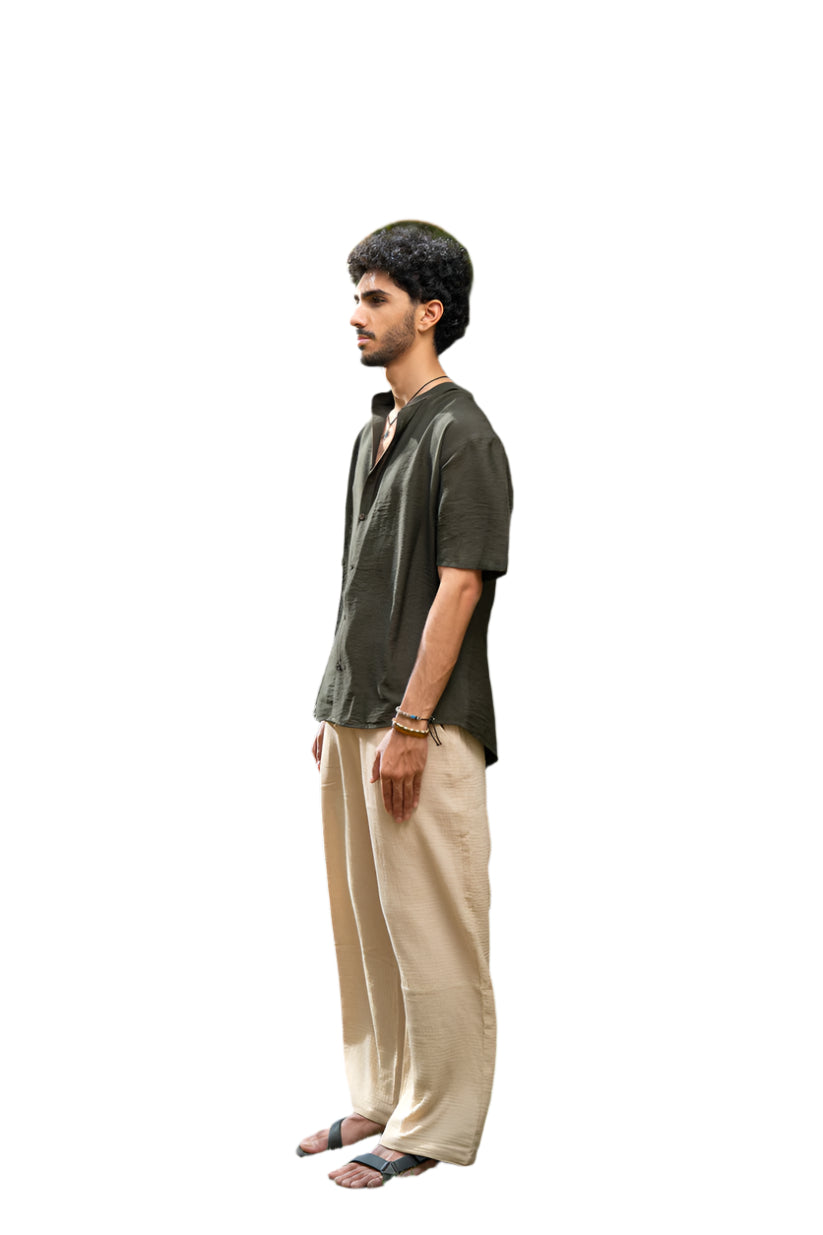 Oversized Short Sleeve Linen Shirt