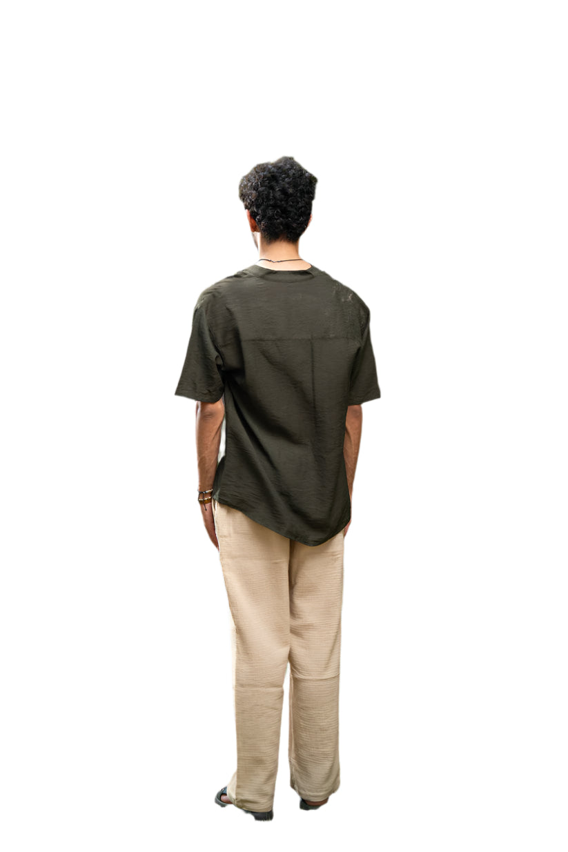 Oversized Short Sleeve Linen Shirt