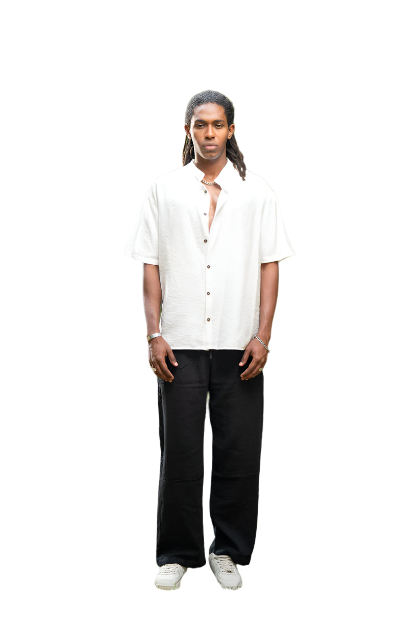 Oversized Short Sleeve Linen Shirt