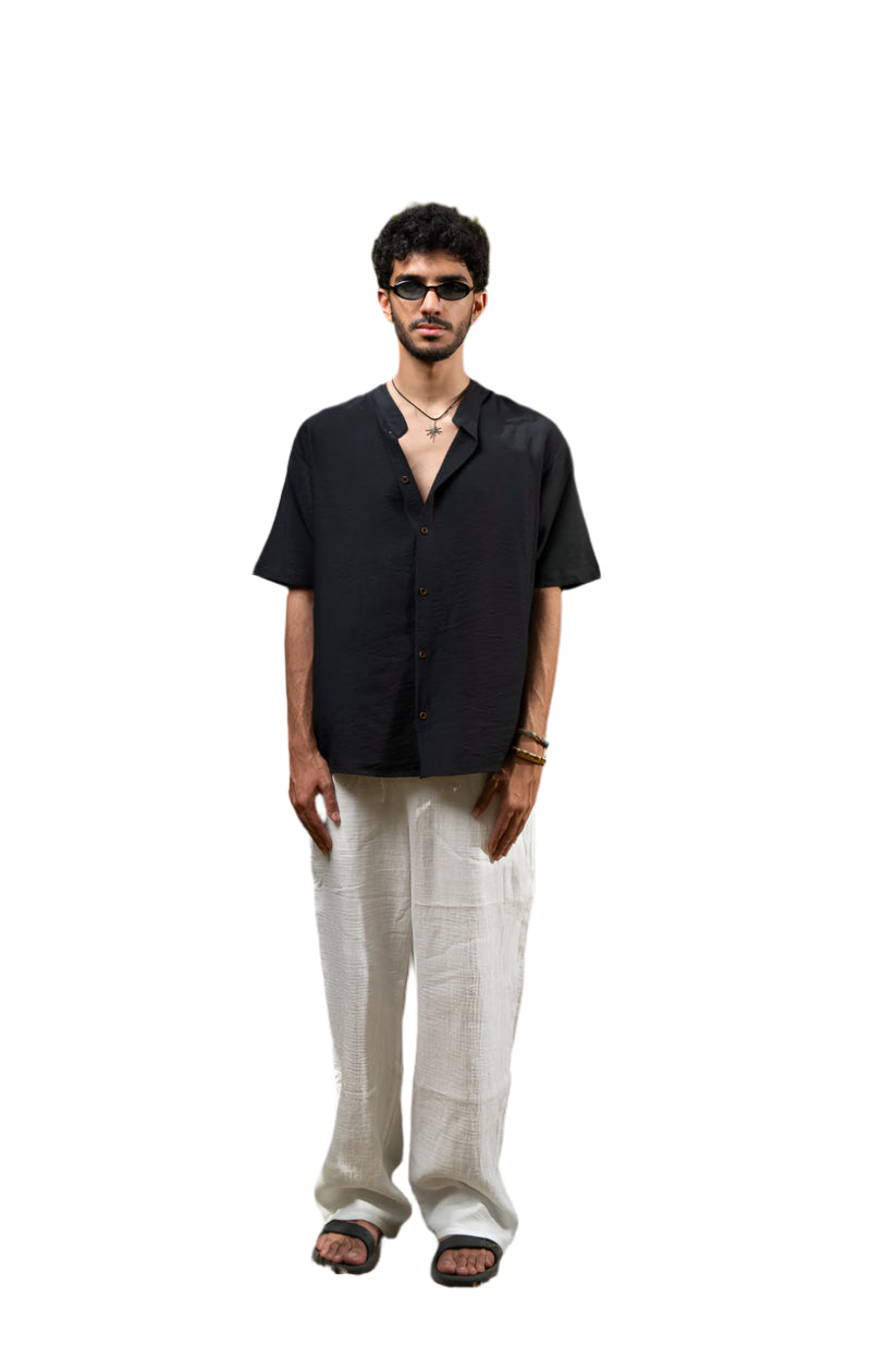 Oversized Short Sleeve Linen Shirt