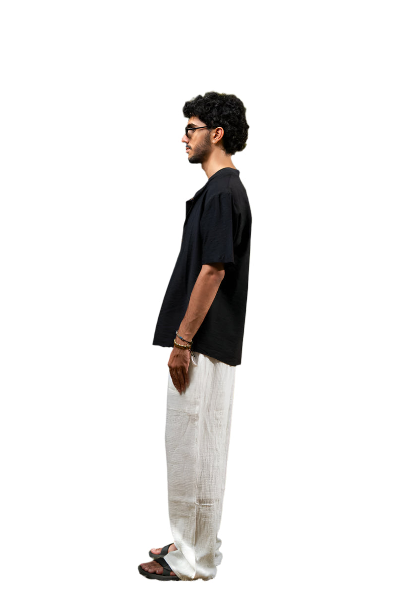 Oversized Short Sleeve Linen Shirt