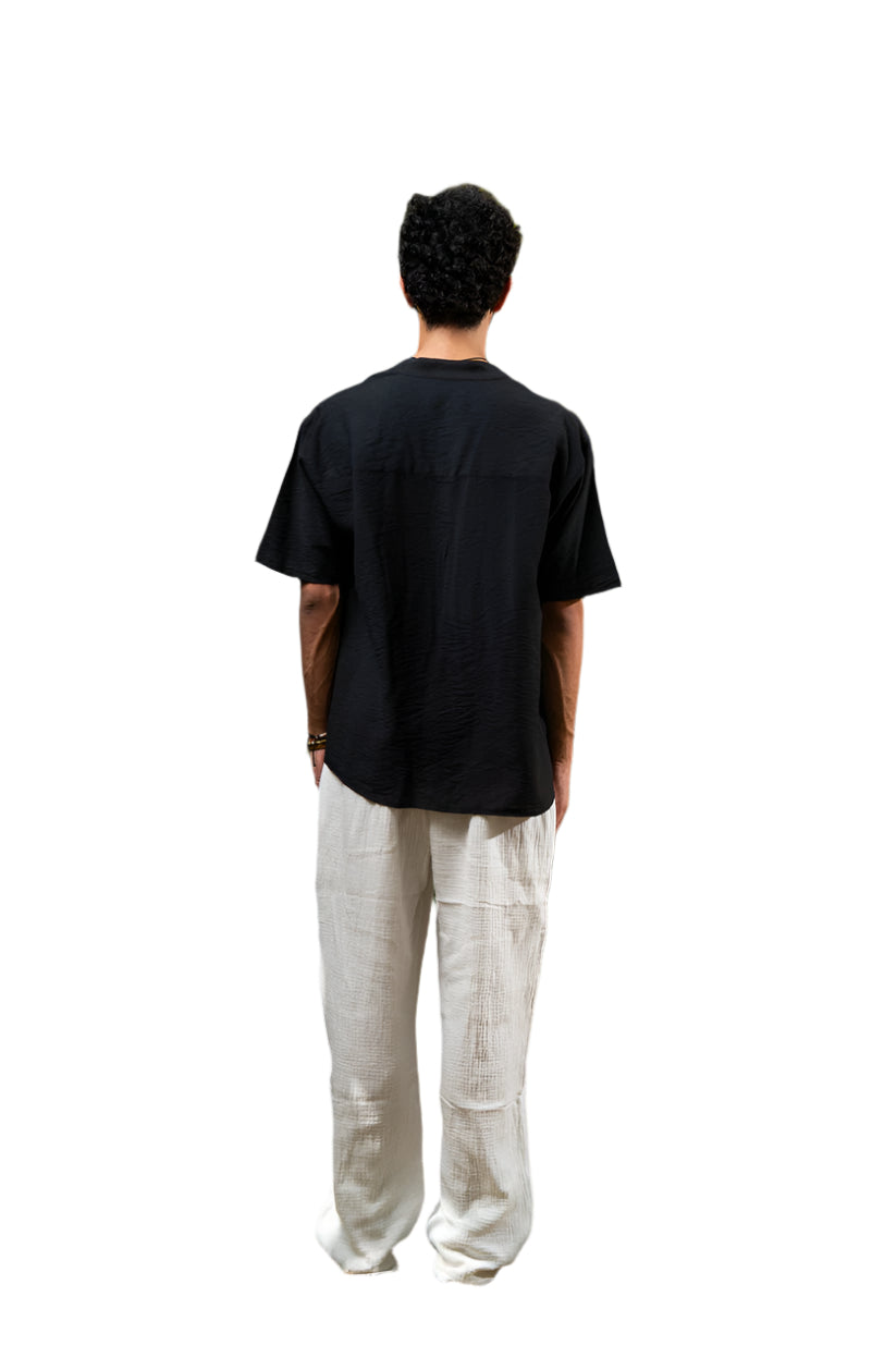 Oversized Short Sleeve Linen Shirt