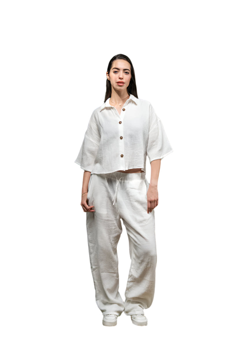 Oversized Cropped Baby Cotton Shirt