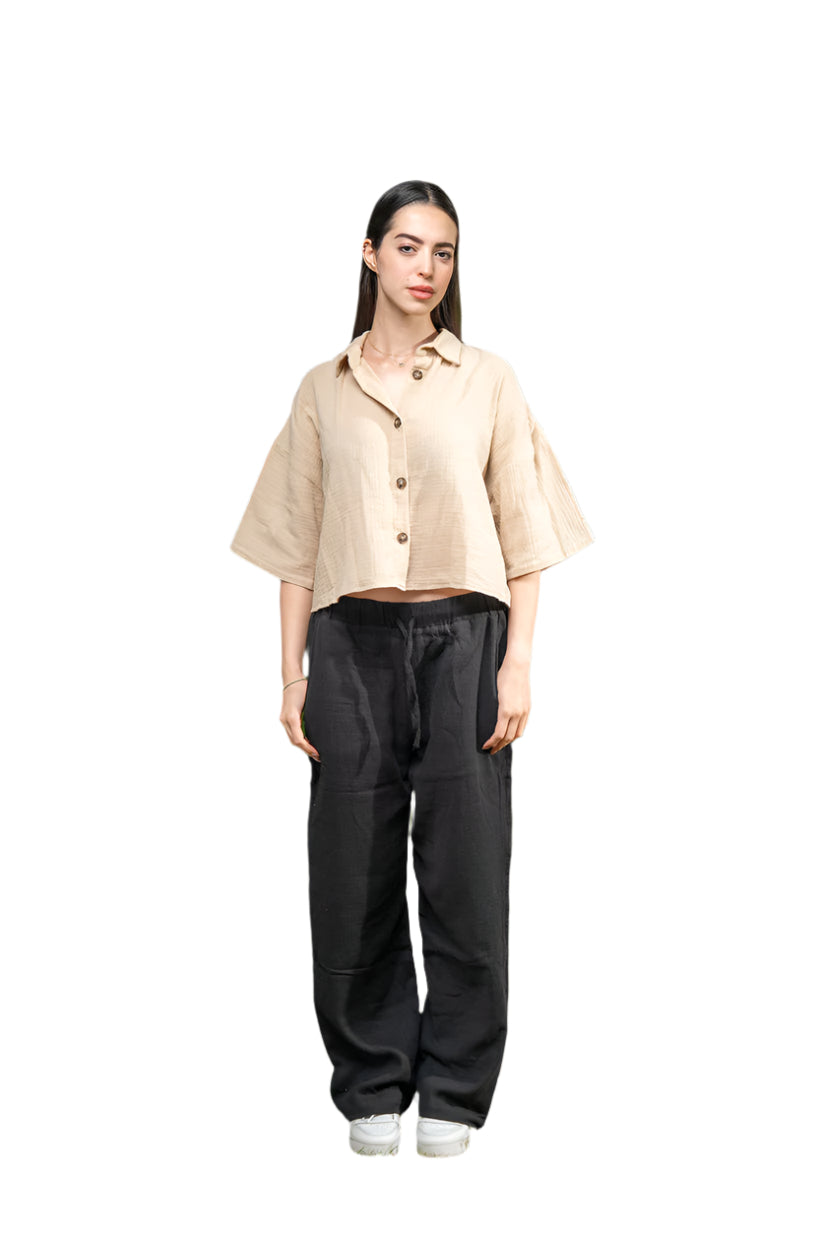 Oversized Cropped Baby Cotton Shirt
