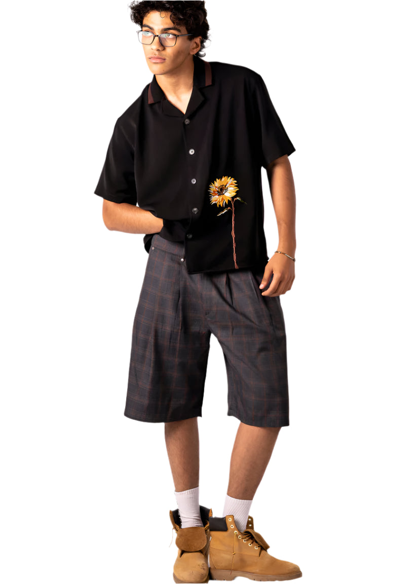 Quad-Pleated Shorts