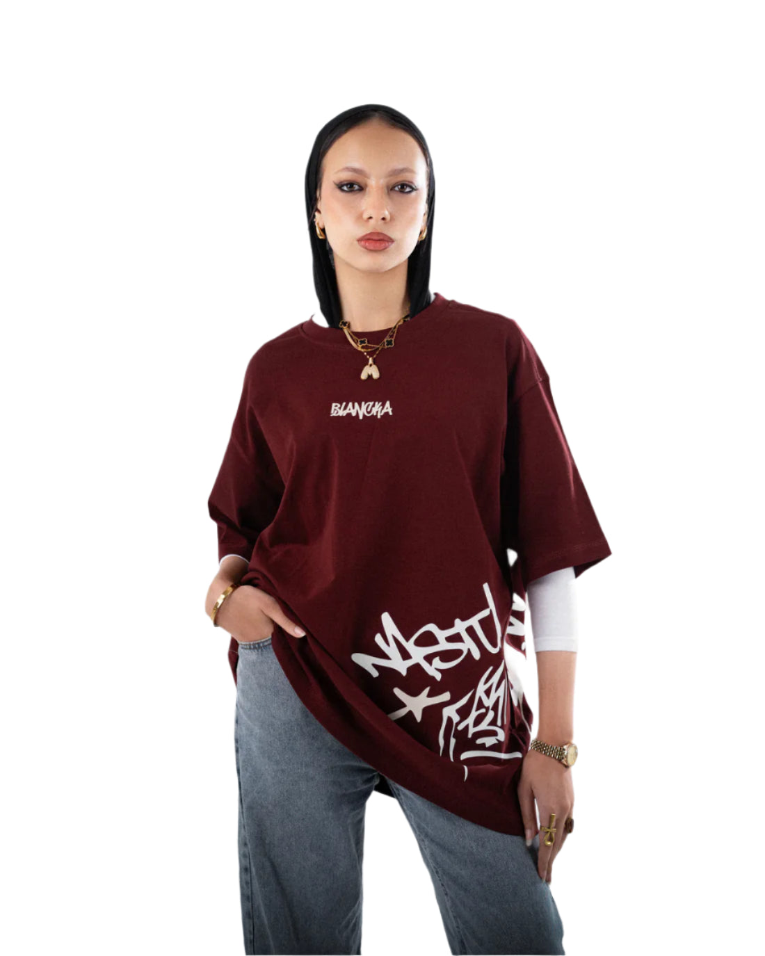 Burgandy Side T-shirt