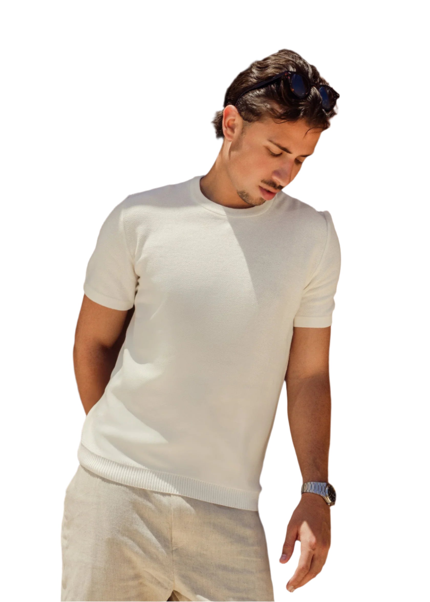 PREMIUM KNITTED TEE - WHITE