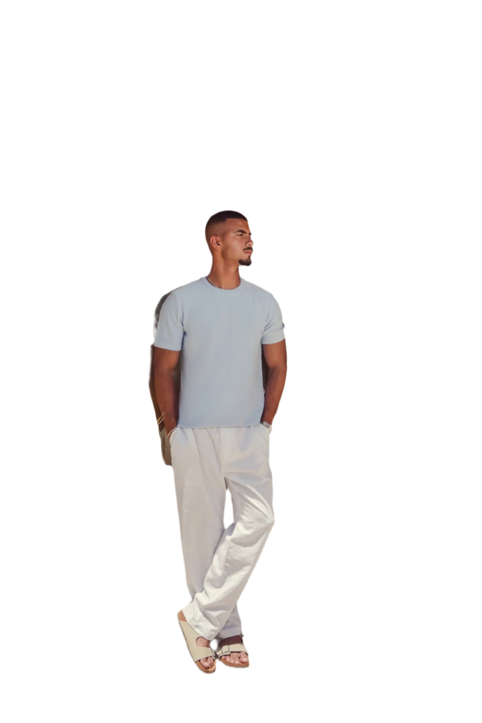 PREMIUM KNITTED TEE - SKY BLUE