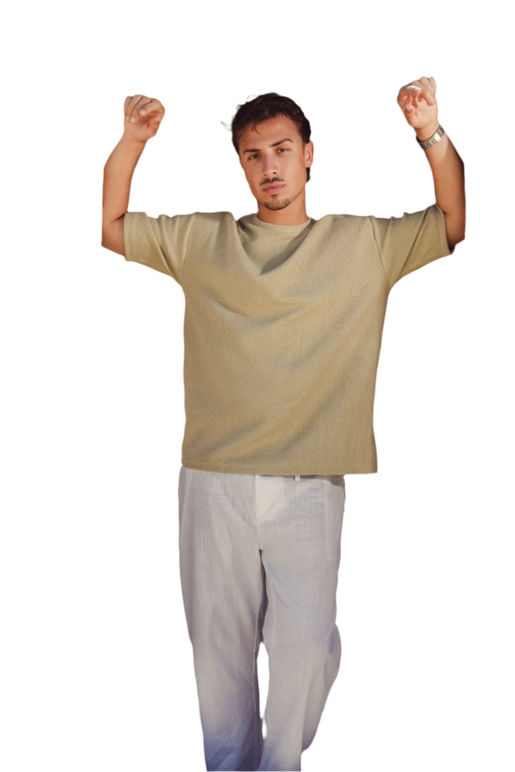 OVERSIZED TEXTURED TEE - OLIVE