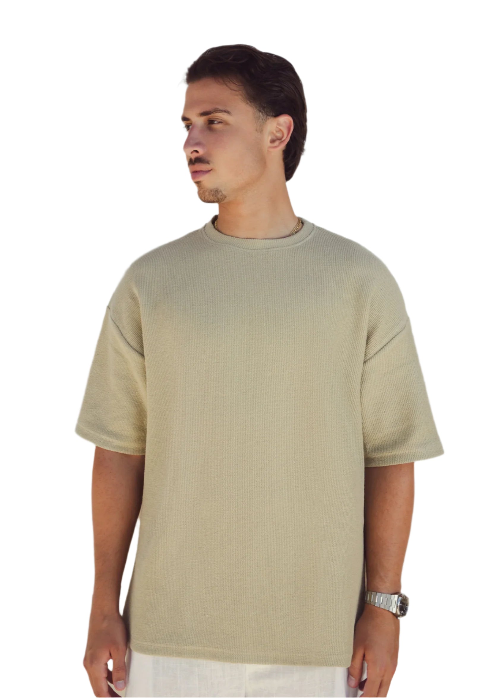 OVERSIZED TEXTURED TEE - OLIVE