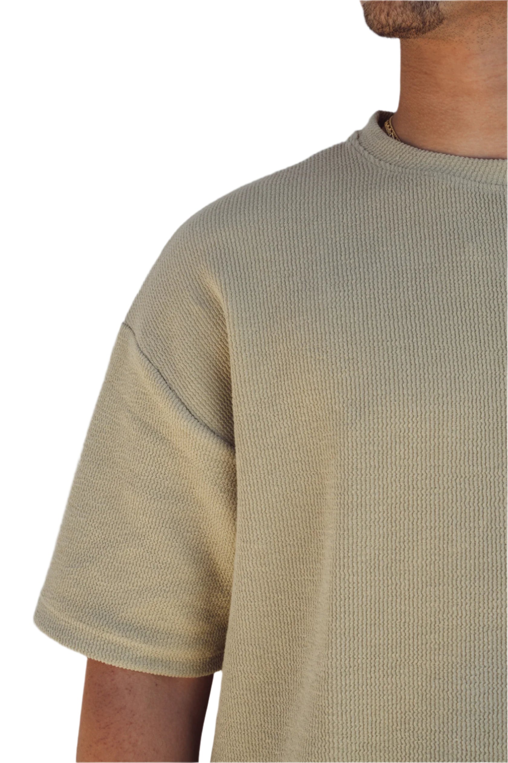 OVERSIZED TEXTURED TEE - OLIVE
