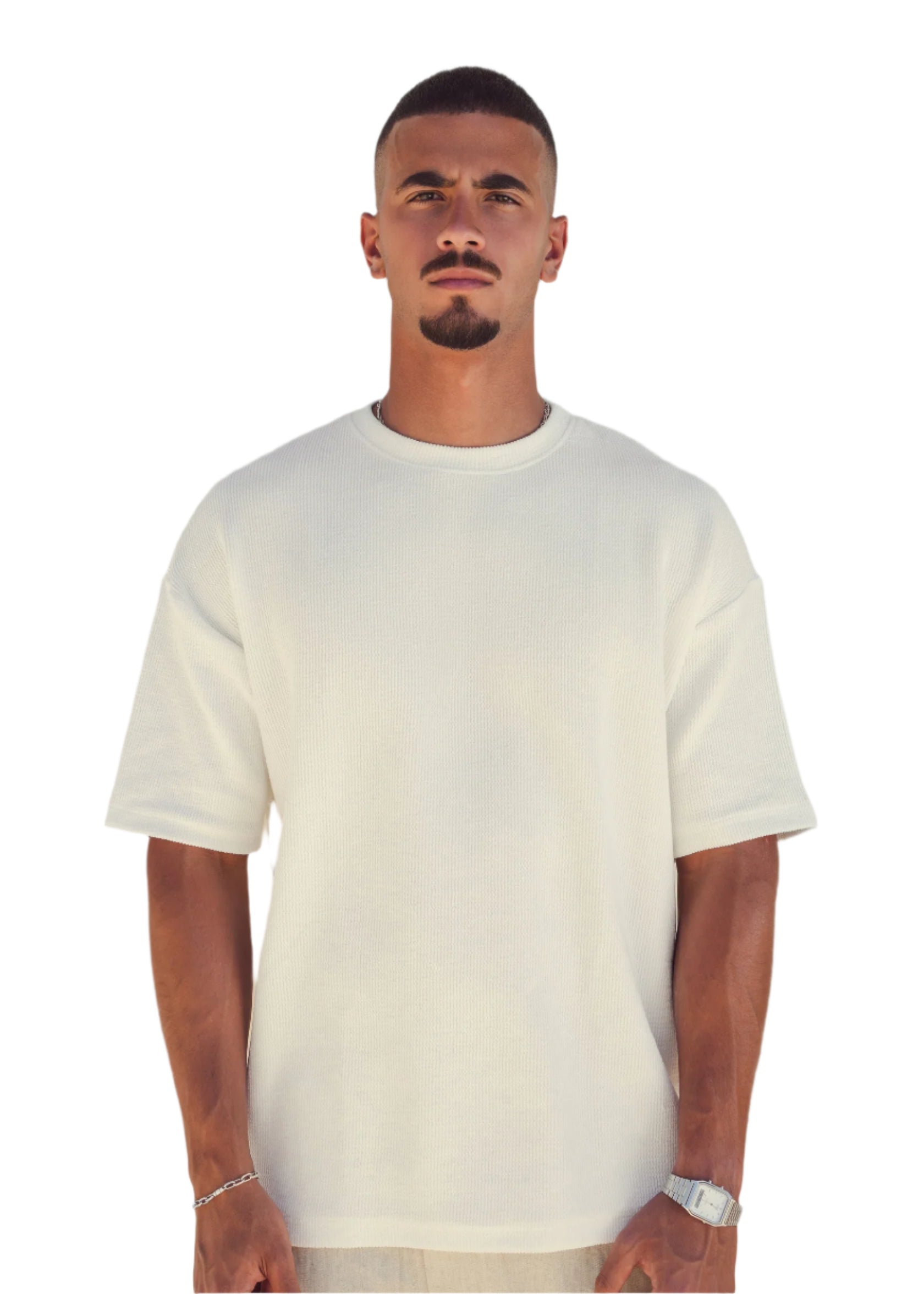 OVERSIZED TEXTURED TEE - WHITE