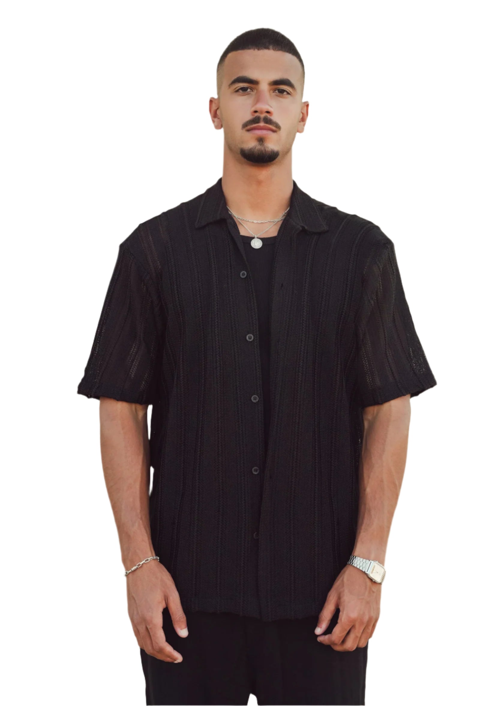 KNITTED SHIRT - BLACK