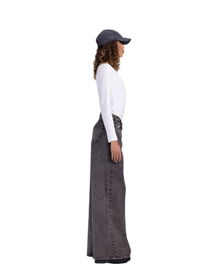 Basic wide-leg pants in dirty washed grey