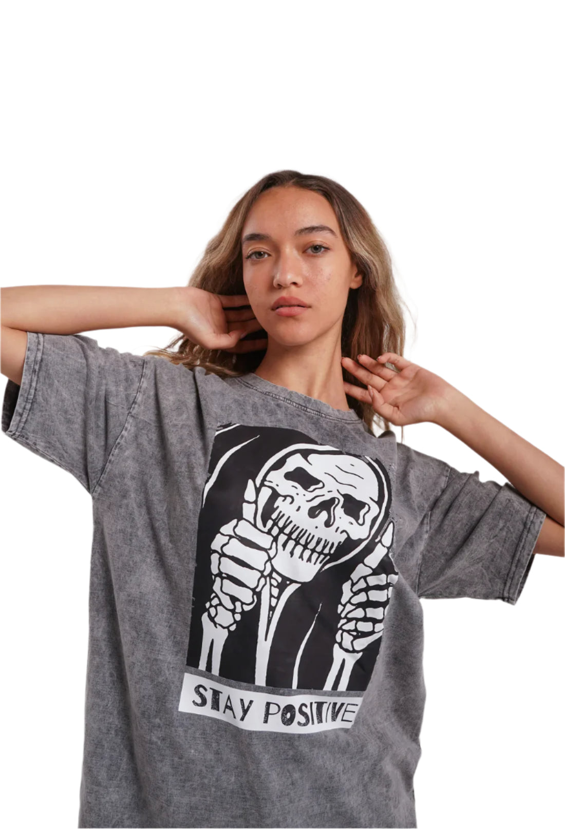 Stay postive washed t-shirt