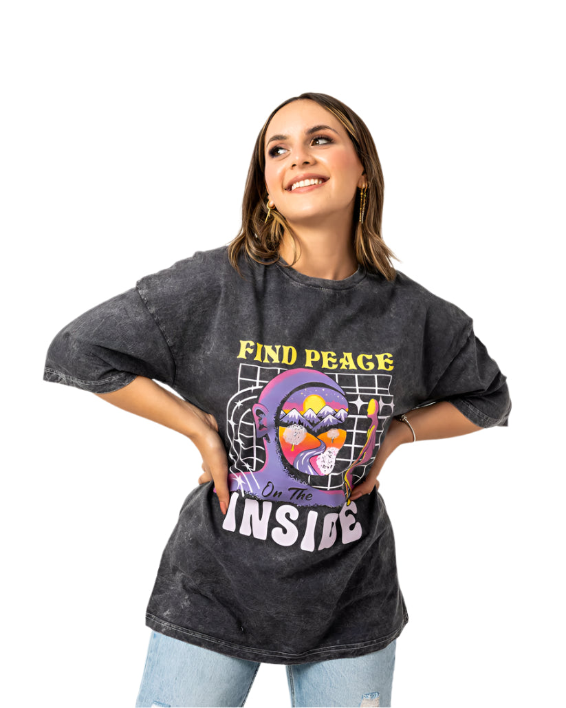 Find peace inside washed t-shirt