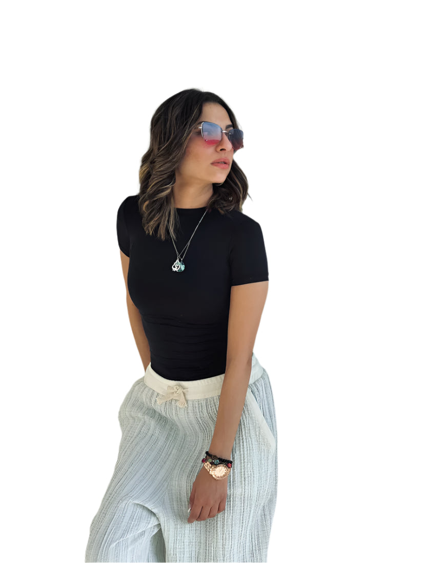Royal Blue Sleek Half Sleeve Top