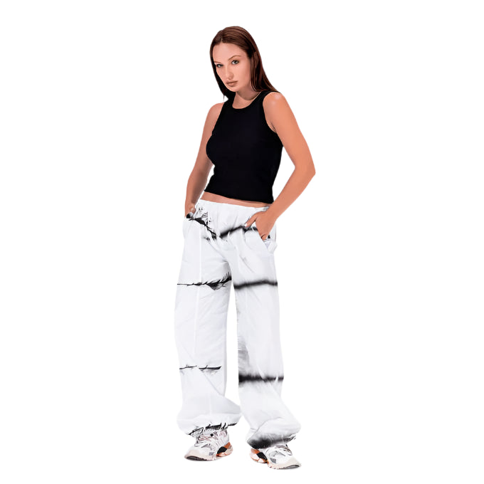Kava PARACHUTE PANTS - WHITE BLACK