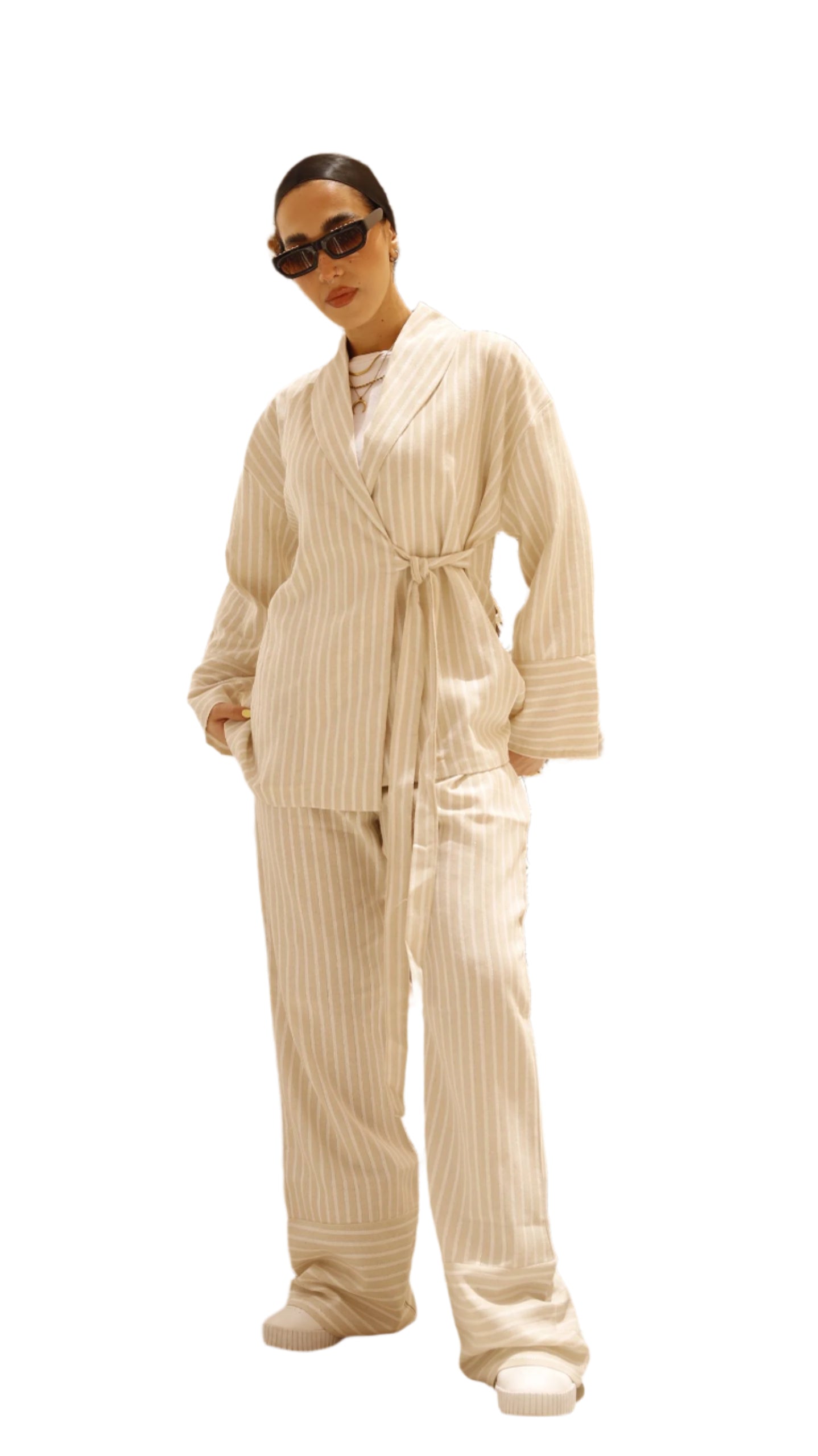 Pure stripped Linen set
