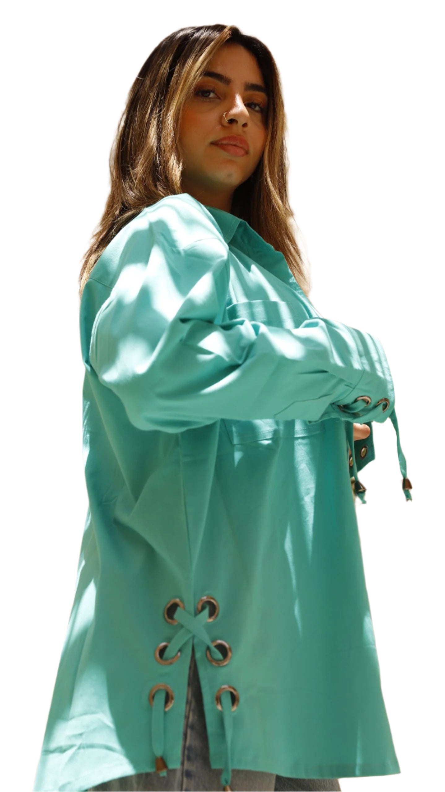Mint Green straps Poplin Shirt