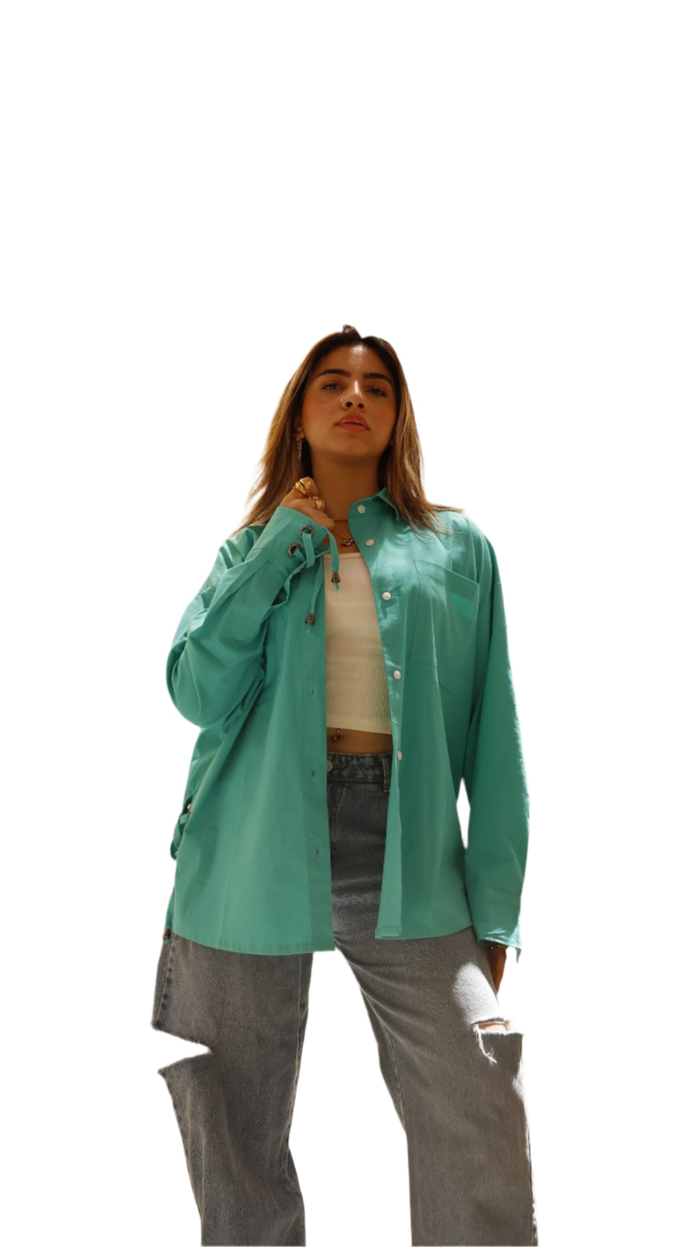 Mint Green straps Poplin Shirt