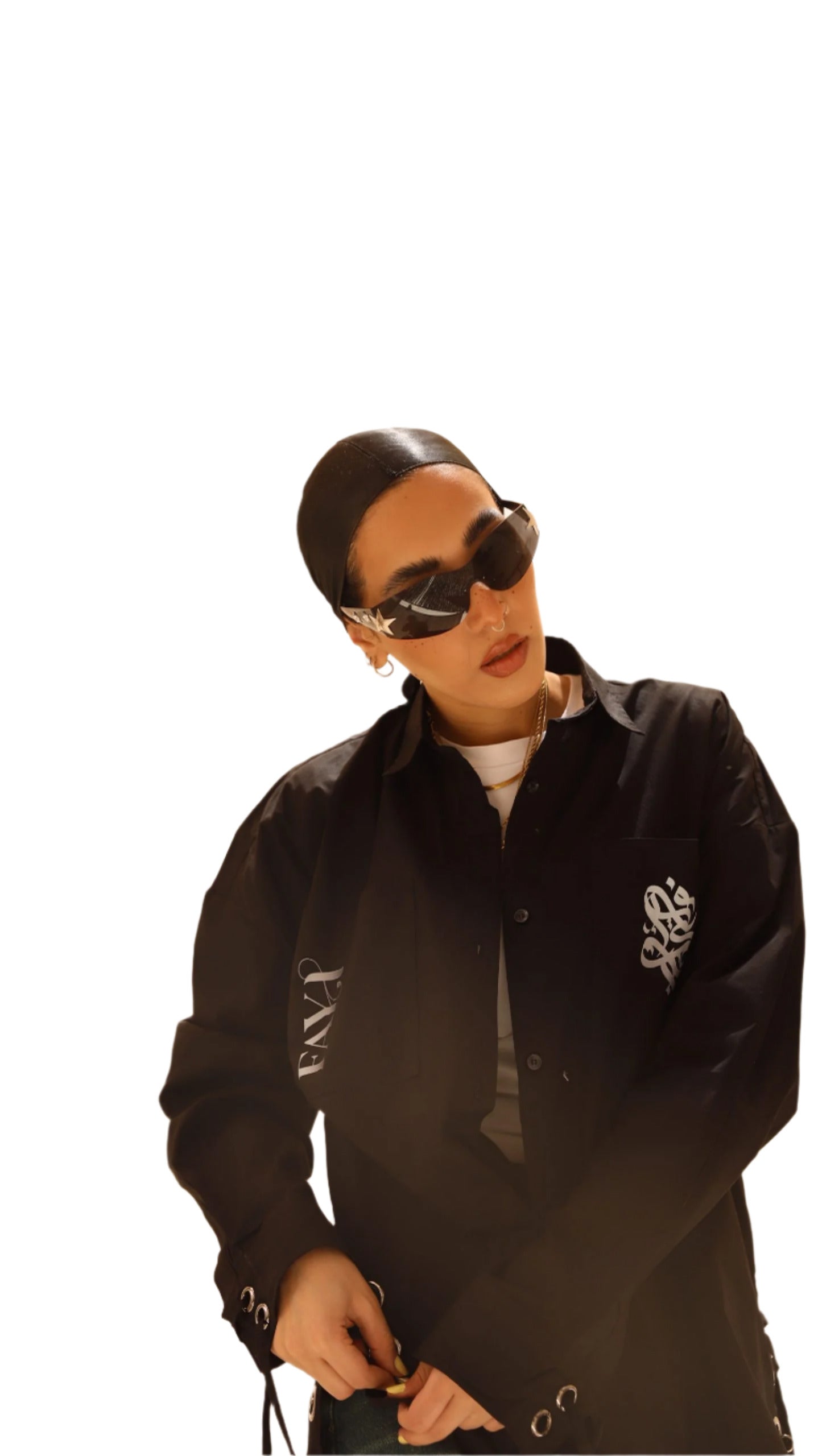 Typography Black straps Poplin Shirt