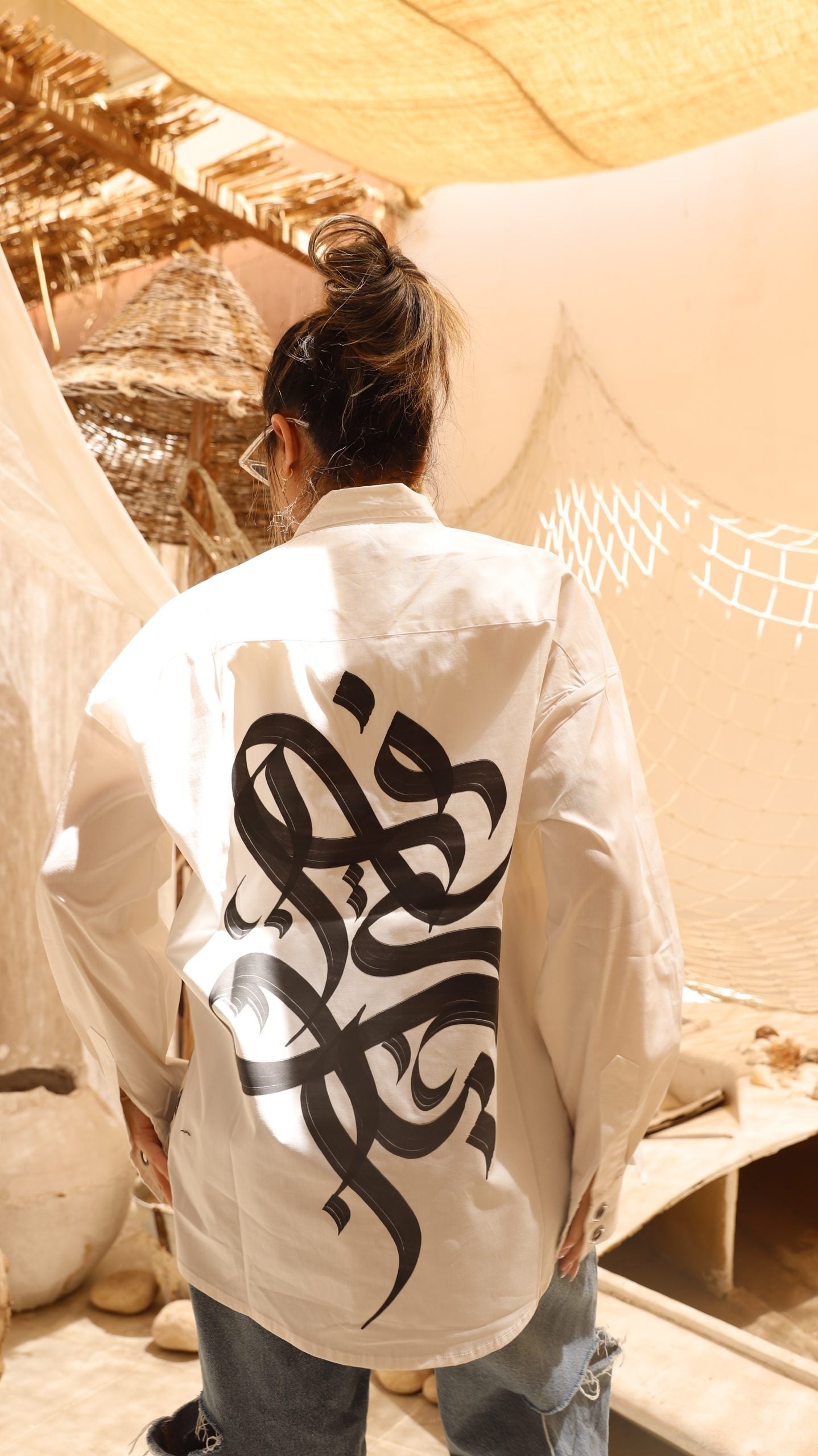 Typography White straps Poplin Shirt